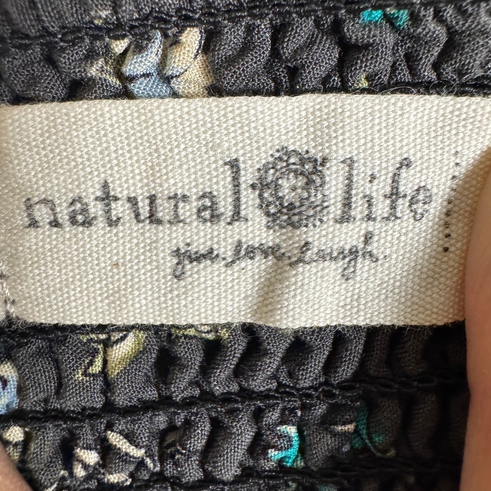 Natural Life Maxi Skirt Womens M Gray Floral Smocked Waist Slit Boho - Picture 2 of 8